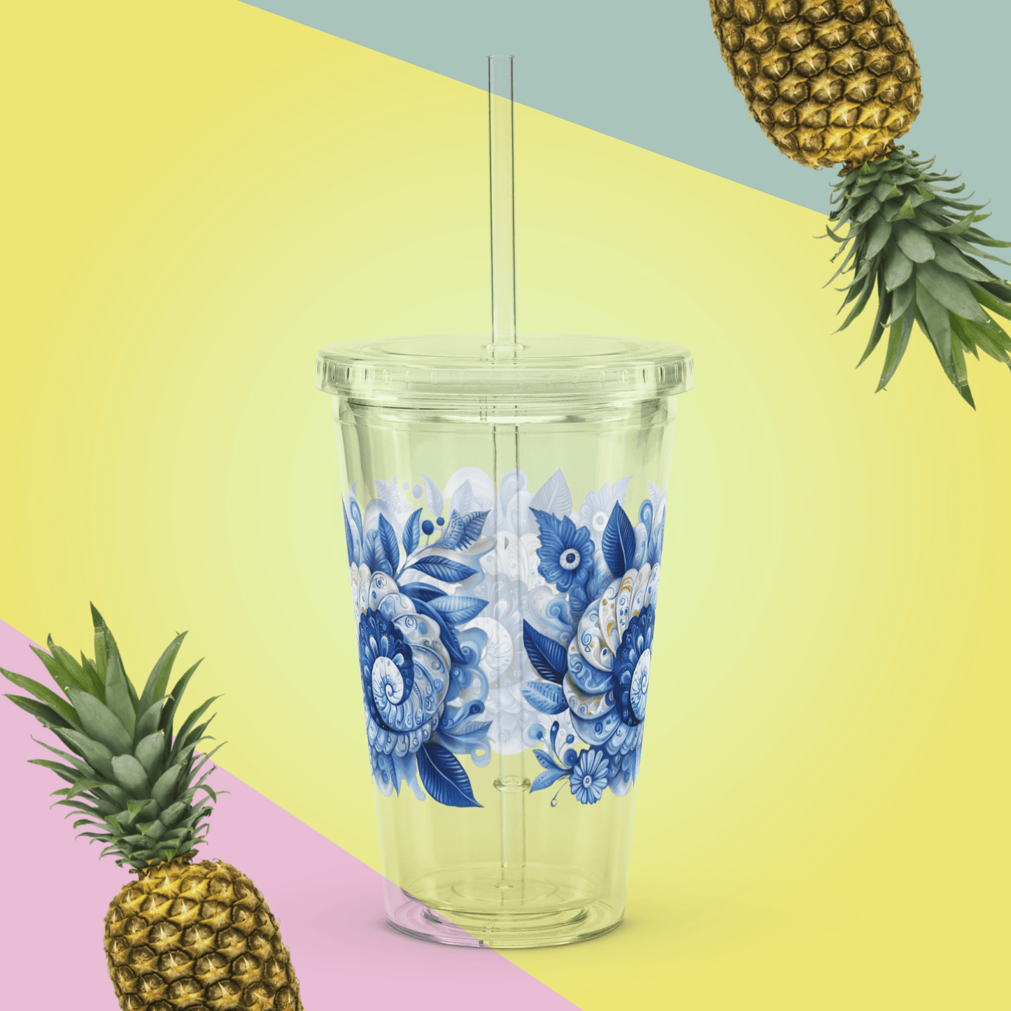 Seashell Soiree 16oz. Acrylic Travel cup with Straw - Ruppy's Creations