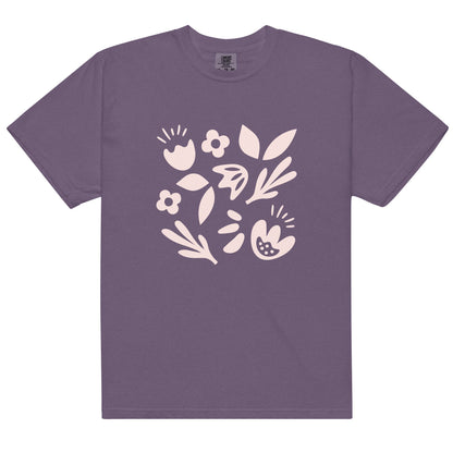 Simple Floral Women's Garment - dyed Heavyweight T-shirt - Ruppy's Creations