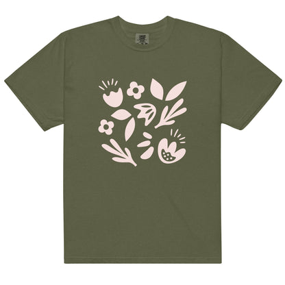 Simple Floral Women's Garment - dyed Heavyweight T-shirt - Ruppy's Creations