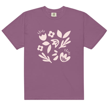 Simple Floral Women's Garment - dyed Heavyweight T-shirt - Ruppy's Creations
