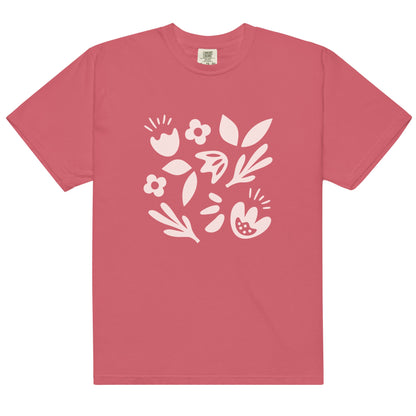 Simple Floral Women's Garment - dyed Heavyweight T-shirt - Ruppy's Creations