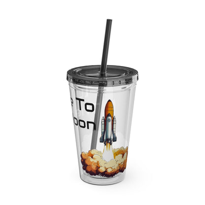 Space Flight "Fly Me To the Moon" 16 oz. Sunsplash Tumbler with Straw - Ruppy's Creations