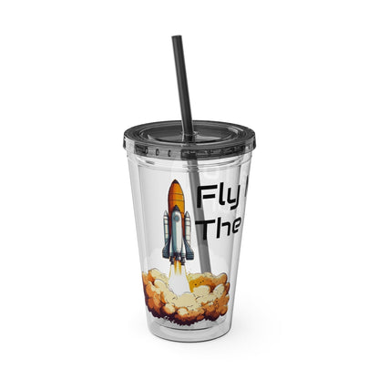 Space Flight "Fly Me To the Moon" 16 oz. Sunsplash Tumbler with Straw - Ruppy's Creations