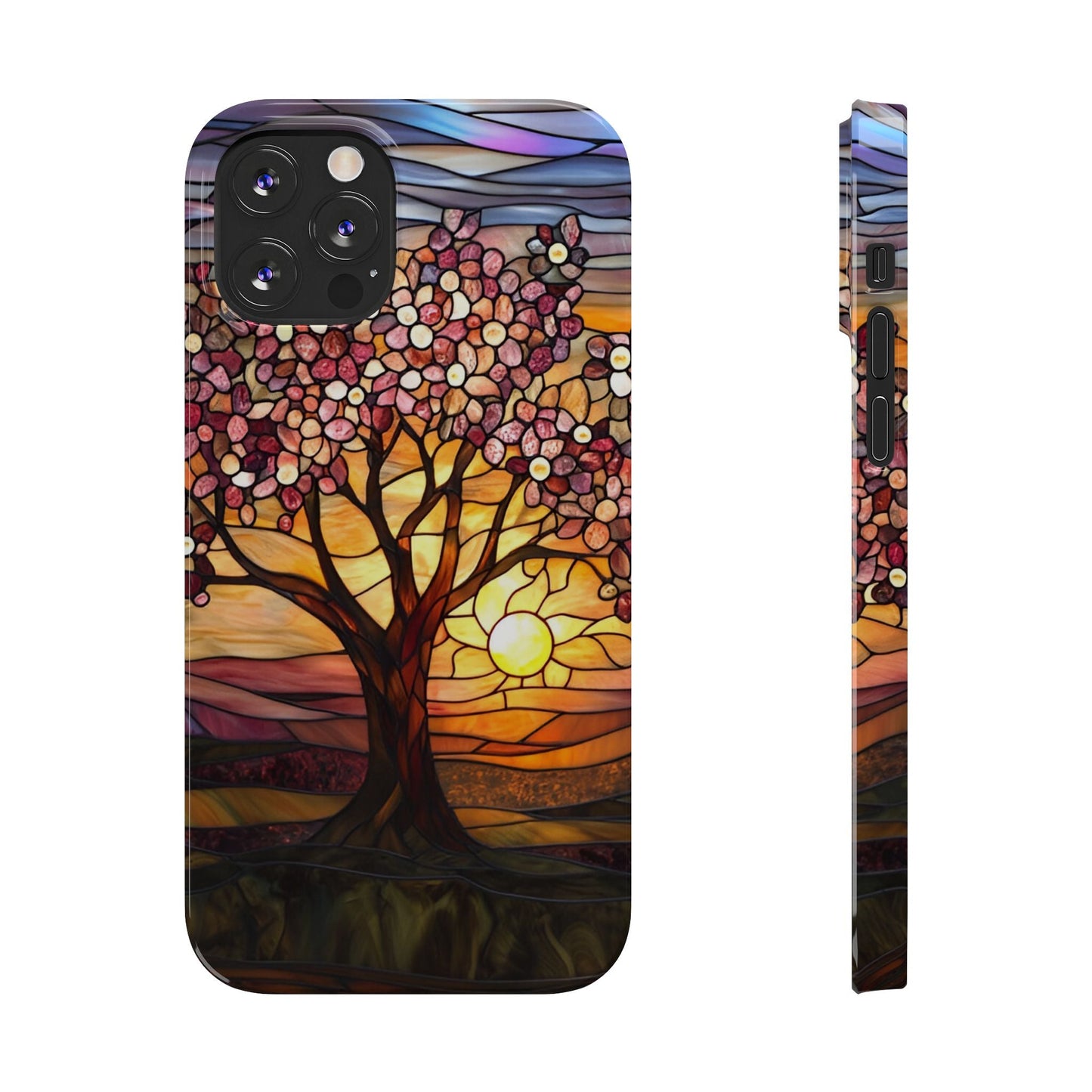 Stained Glass Tree at Sunset Print Slim Case for Apple iphone - Ruppy's Creations