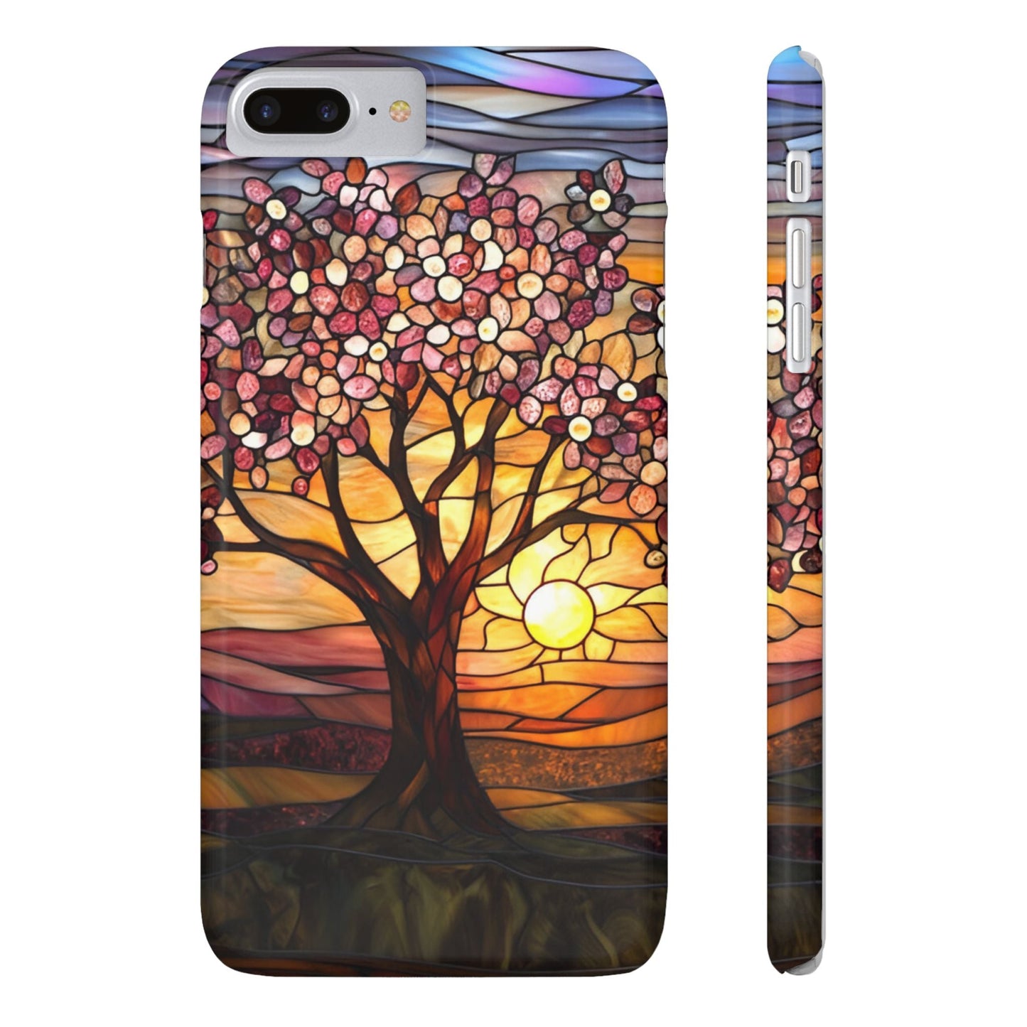 Stained Glass Tree at Sunset Print Slim Case for Apple iphone - Ruppy's Creations
