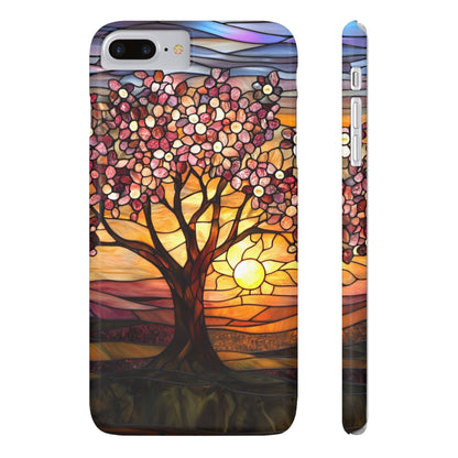 Stained Glass Tree at Sunset Print Slim Case for Apple iphone - Ruppy's Creations