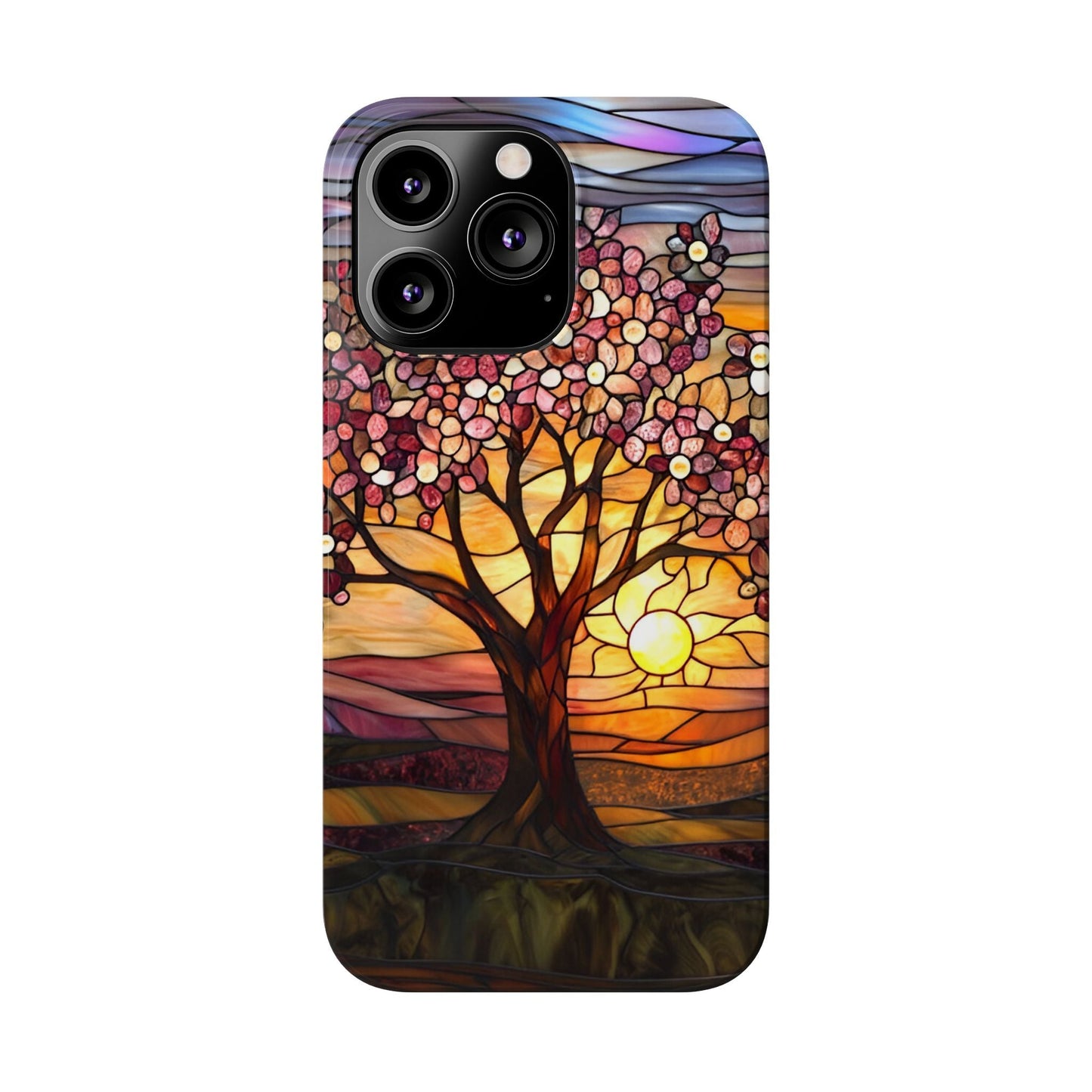 Stained Glass Tree at Sunset Print Slim Case for Apple iphone - Ruppy's Creations