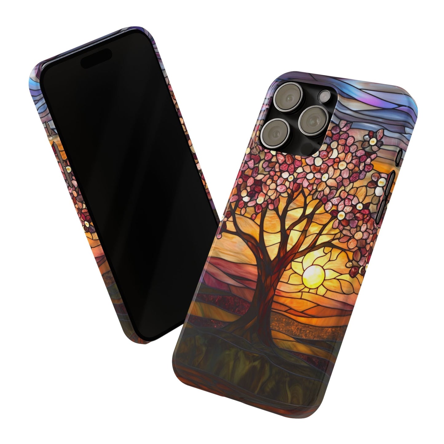 Stained Glass Tree at Sunset Print Slim Case for Apple iphone - Ruppy's Creations