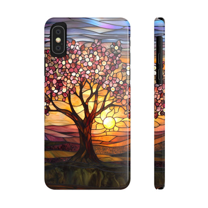 Stained Glass Tree at Sunset Print Slim Case for Apple iphone - Ruppy's Creations