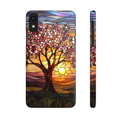 Stained Glass Tree at Sunset Print Slim Case for Apple iphone - Ruppy's Creations