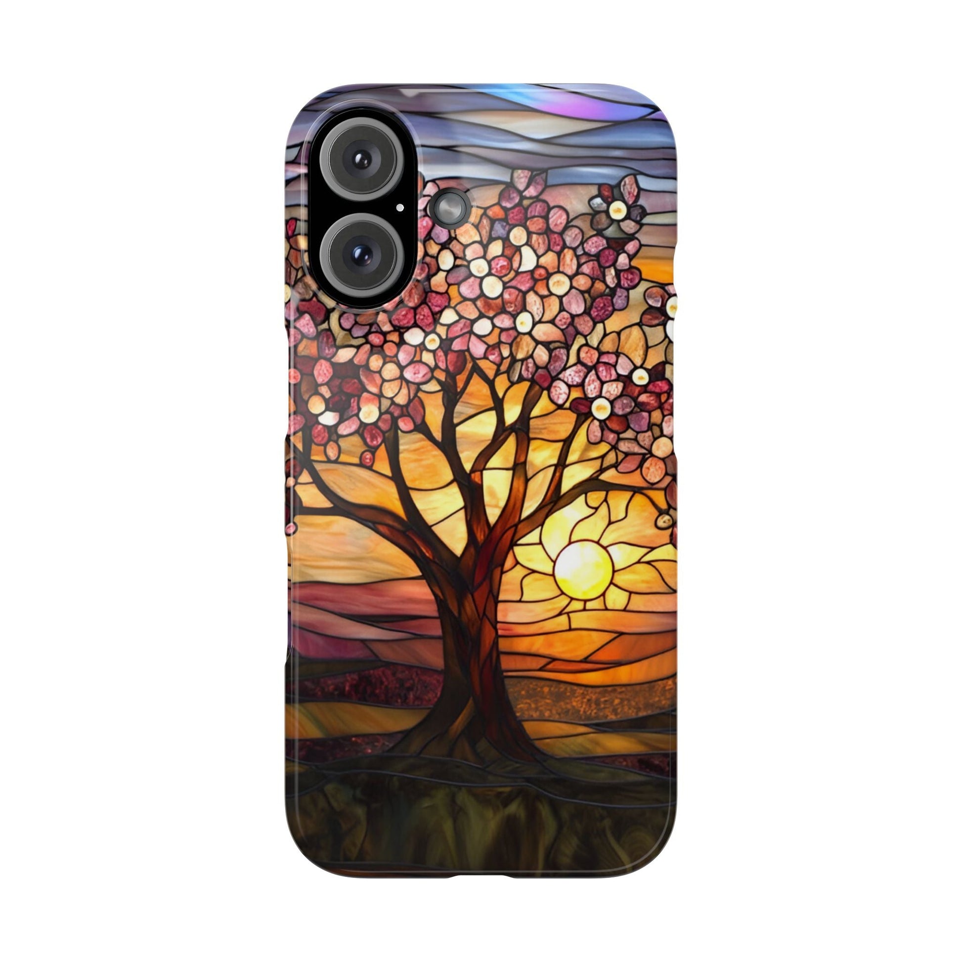 Stained Glass Tree at Sunset Print Slim Case for Apple iphone - Ruppy's Creations