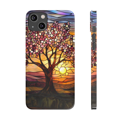 Stained Glass Tree at Sunset Print Slim Case for Apple iphone - Ruppy's Creations