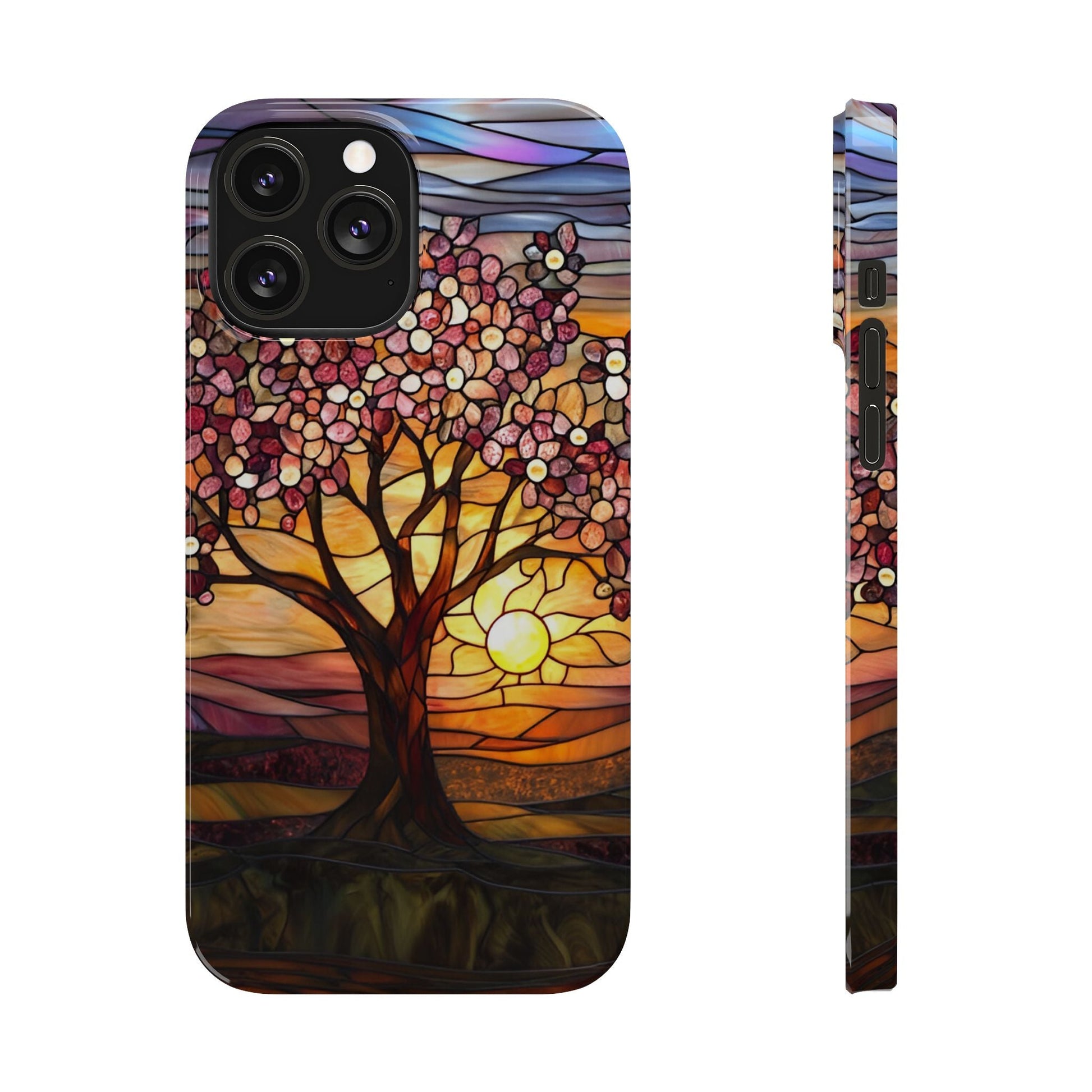 Stained Glass Tree at Sunset Print Slim Case for Apple iphone - Ruppy's Creations