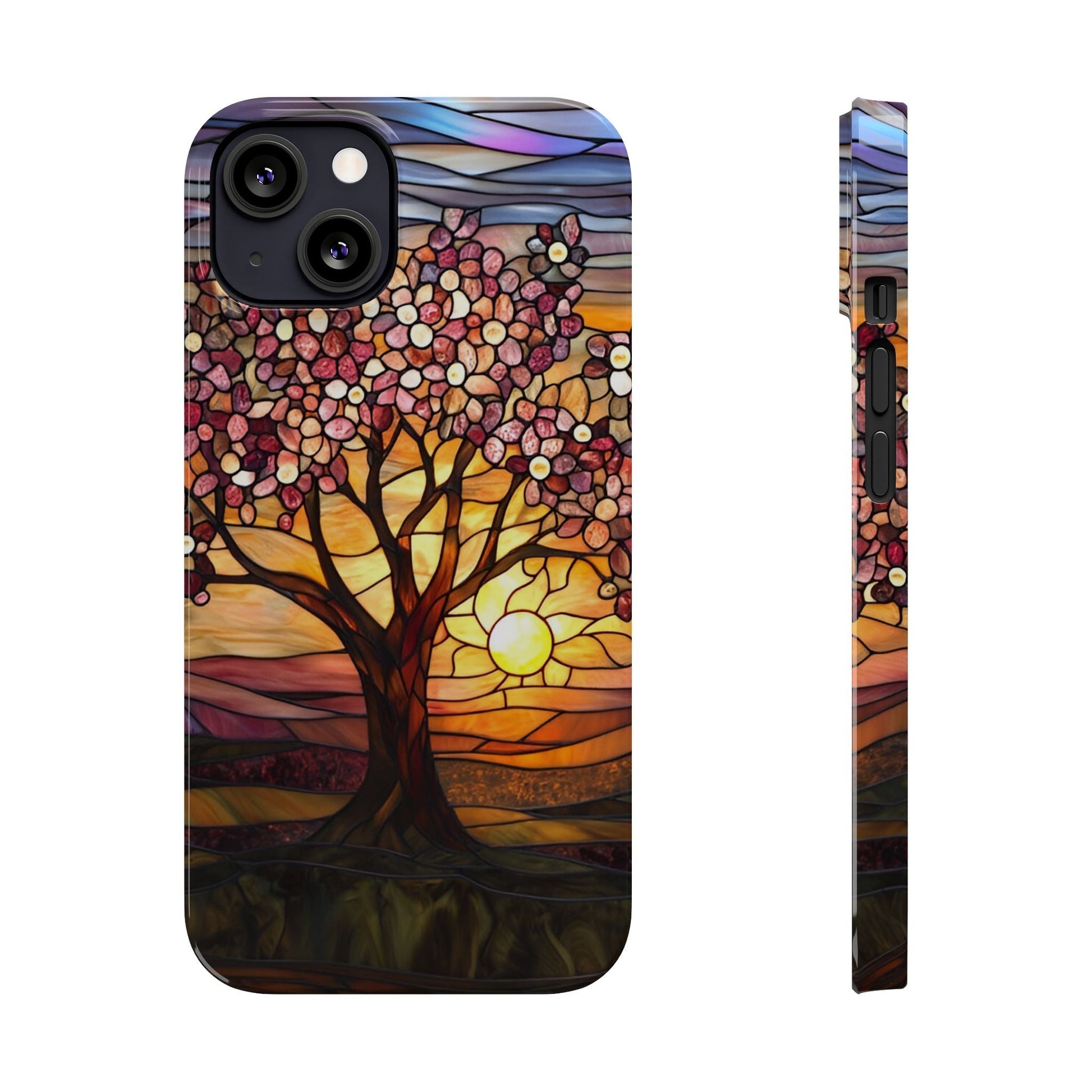 Stained Glass Tree at Sunset Print Slim Case for Apple iphone - Ruppy's Creations