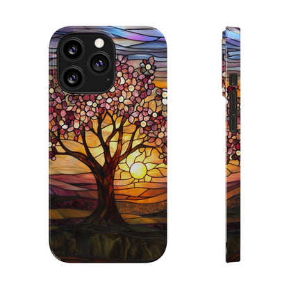 Stained Glass Tree at Sunset Print Slim Case for Apple iphone - Ruppy's Creations