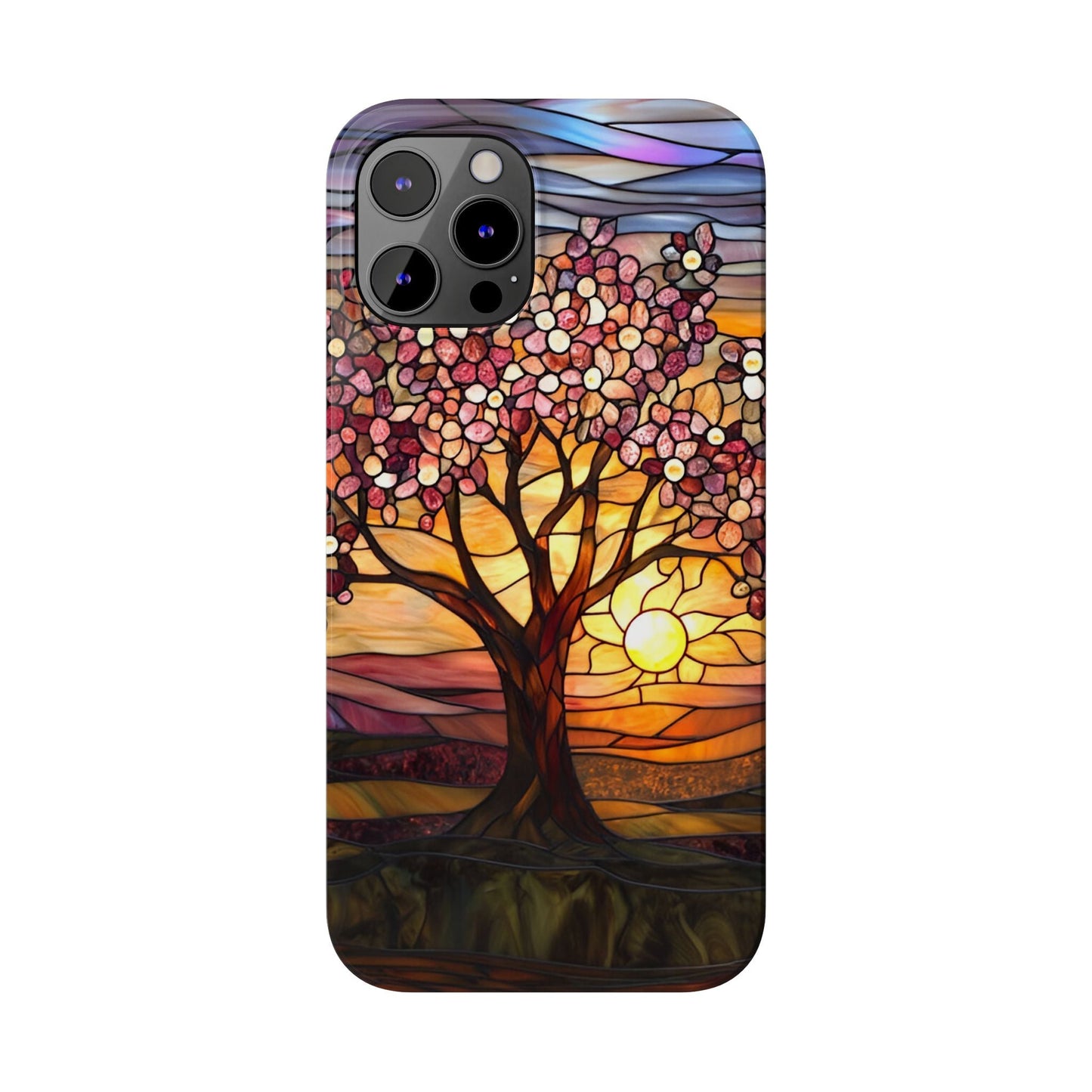 Stained Glass Tree at Sunset Print Slim Case for Apple iphone - Ruppy's Creations