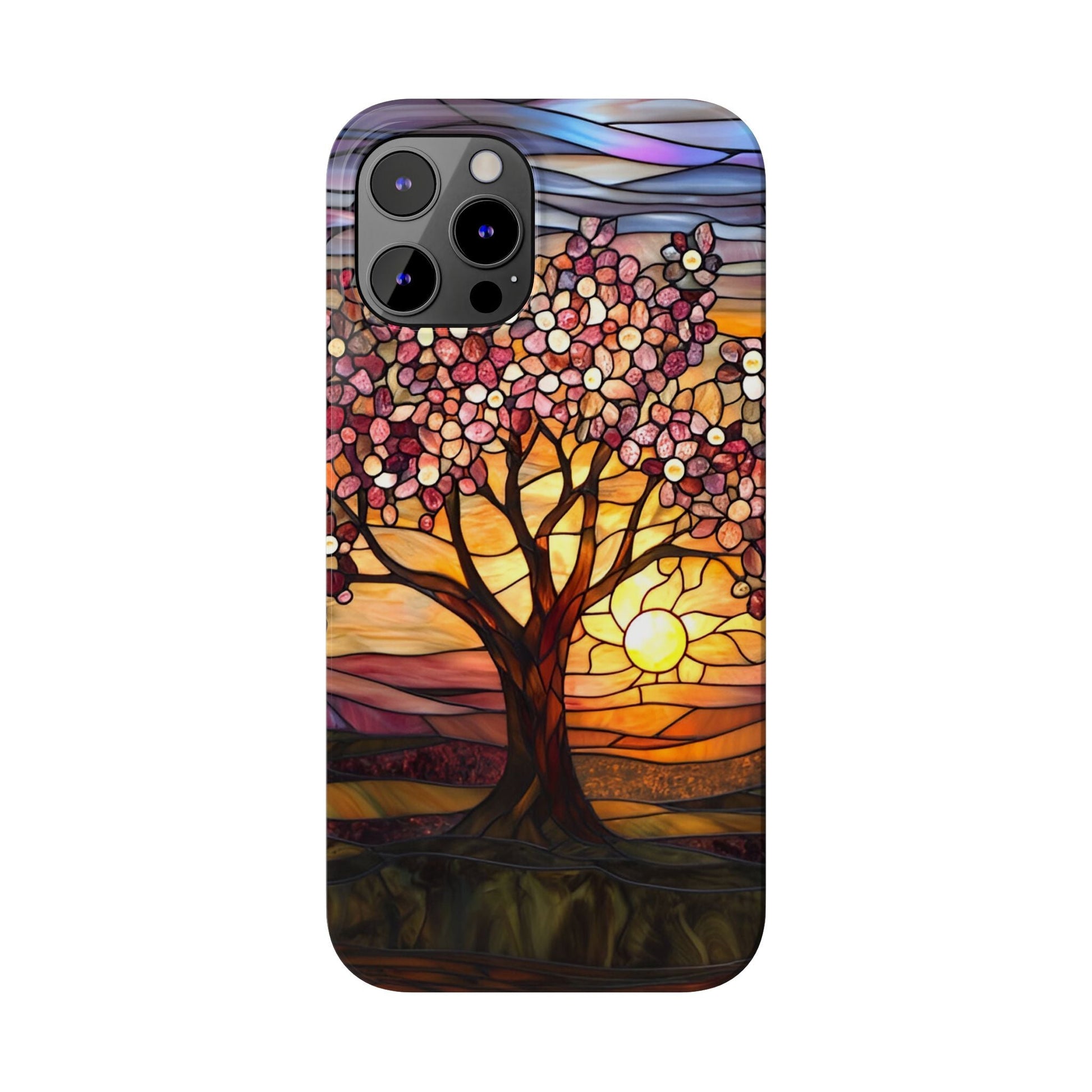Stained Glass Tree at Sunset Print Slim Case for Apple iphone - Ruppy's Creations