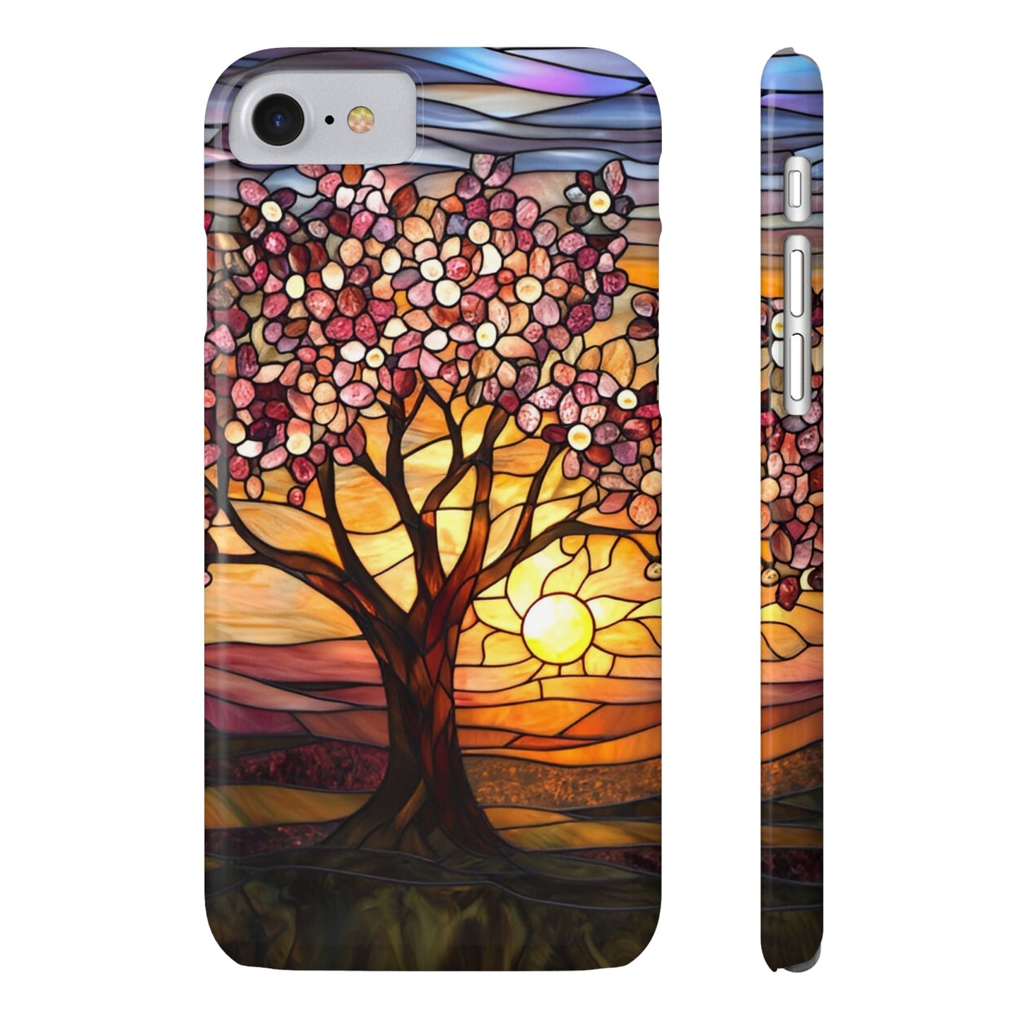 Stained Glass Tree at Sunset Print Slim Case for Apple iphone - Ruppy's Creations
