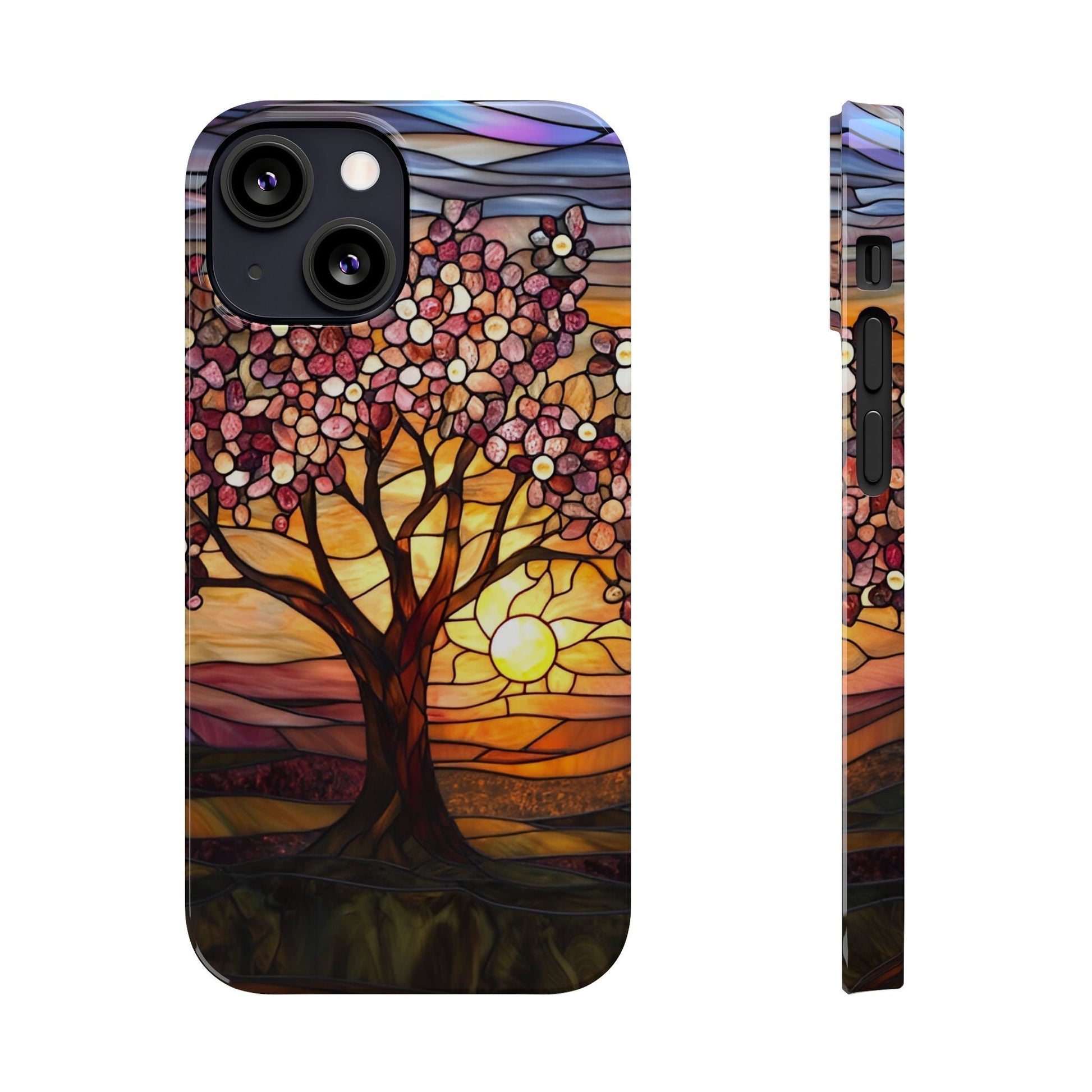 Stained Glass Tree at Sunset Print Slim Case for Apple iphone - Ruppy's Creations