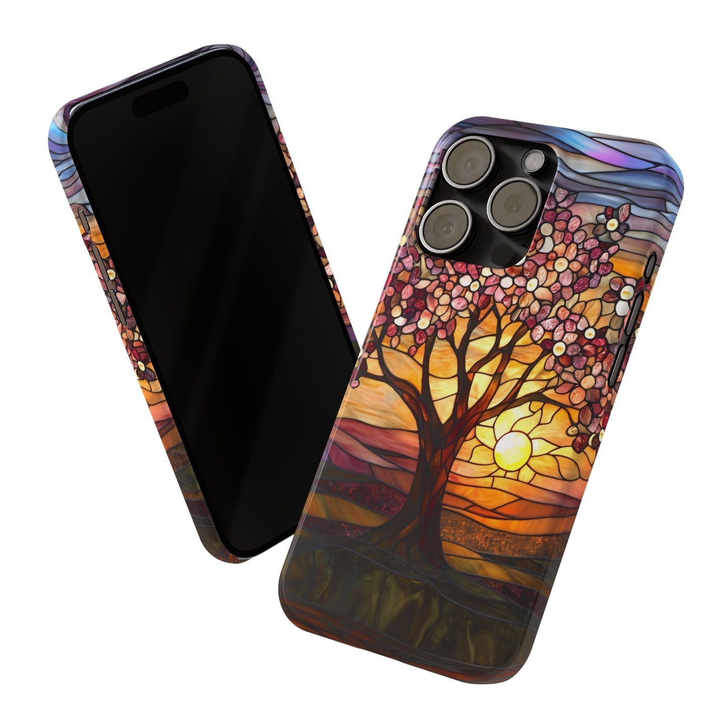Stained Glass Tree at Sunset Print Slim Case for Apple iphone - Ruppy's Creations