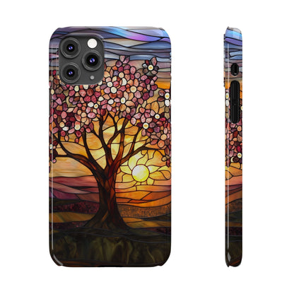 Stained Glass Tree at Sunset Print Slim Case for Apple iphone - Ruppy's Creations