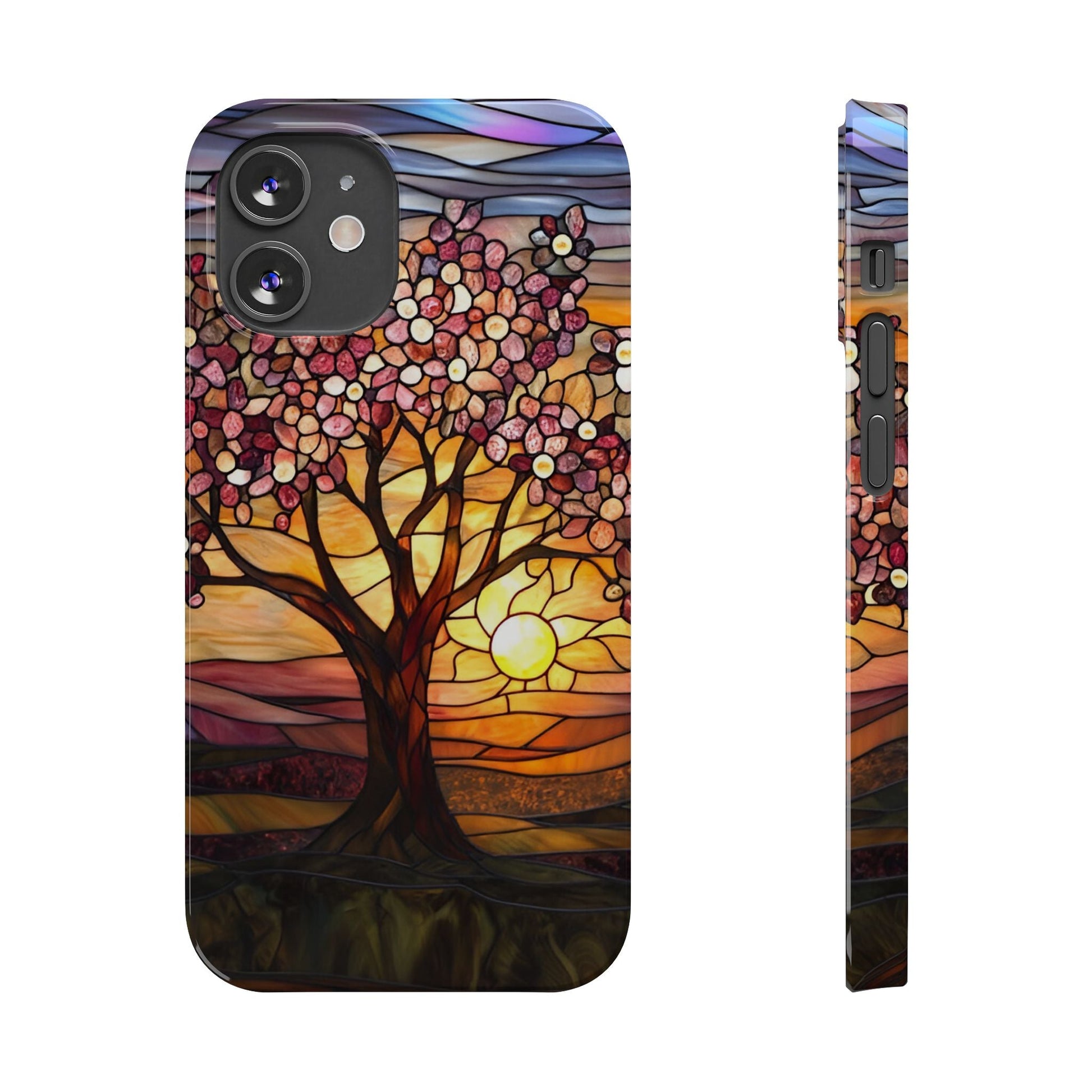 Stained Glass Tree at Sunset Print Slim Case for Apple iphone - Ruppy's Creations