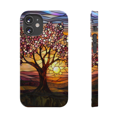 Stained Glass Tree at Sunset Print Slim Case for Apple iphone - Ruppy's Creations