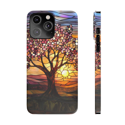 Stained Glass Tree at Sunset Print Slim Case for Apple iphone - Ruppy's Creations