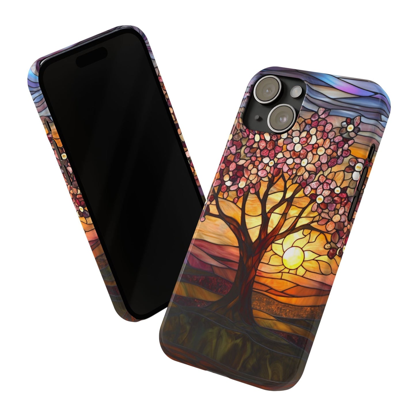 Stained Glass Tree at Sunset Print Slim Case for Apple iphone - Ruppy's Creations