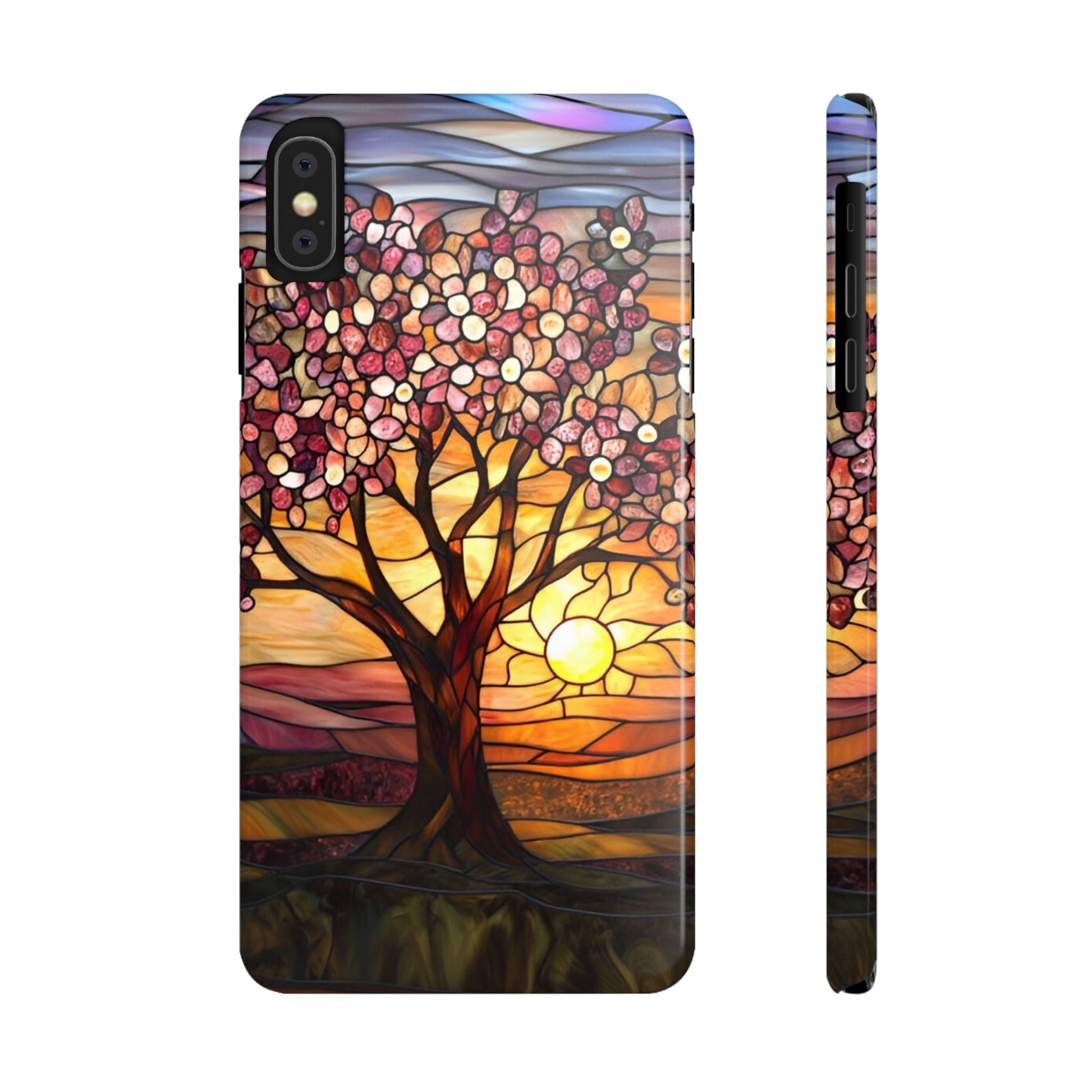 Stained Glass Tree at Sunset Print Slim Case for Apple iphone - Ruppy's Creations