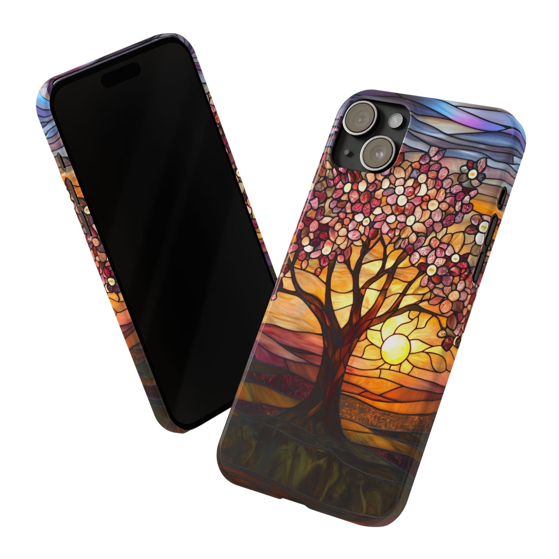 Stained Glass Tree at Sunset Print Slim Case for Apple iphone - Ruppy's Creations
