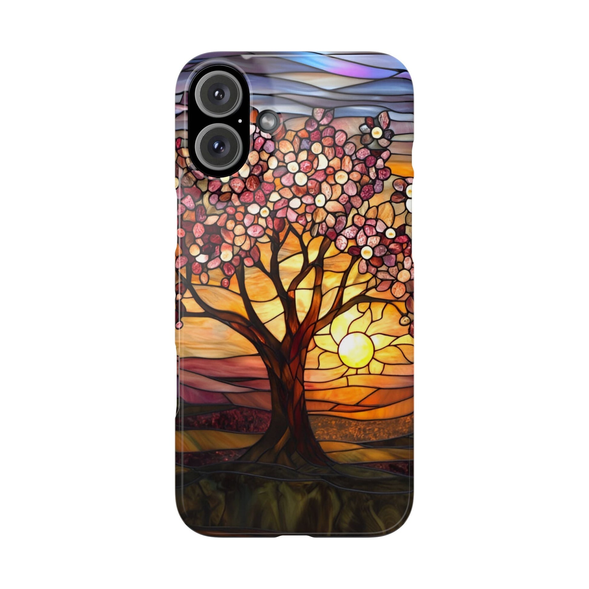 Stained Glass Tree at Sunset Print Slim Case for Apple iphone - Ruppy's Creations