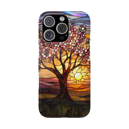 Stained Glass Tree at Sunset Print Slim Case for Apple iphone - Ruppy's Creations