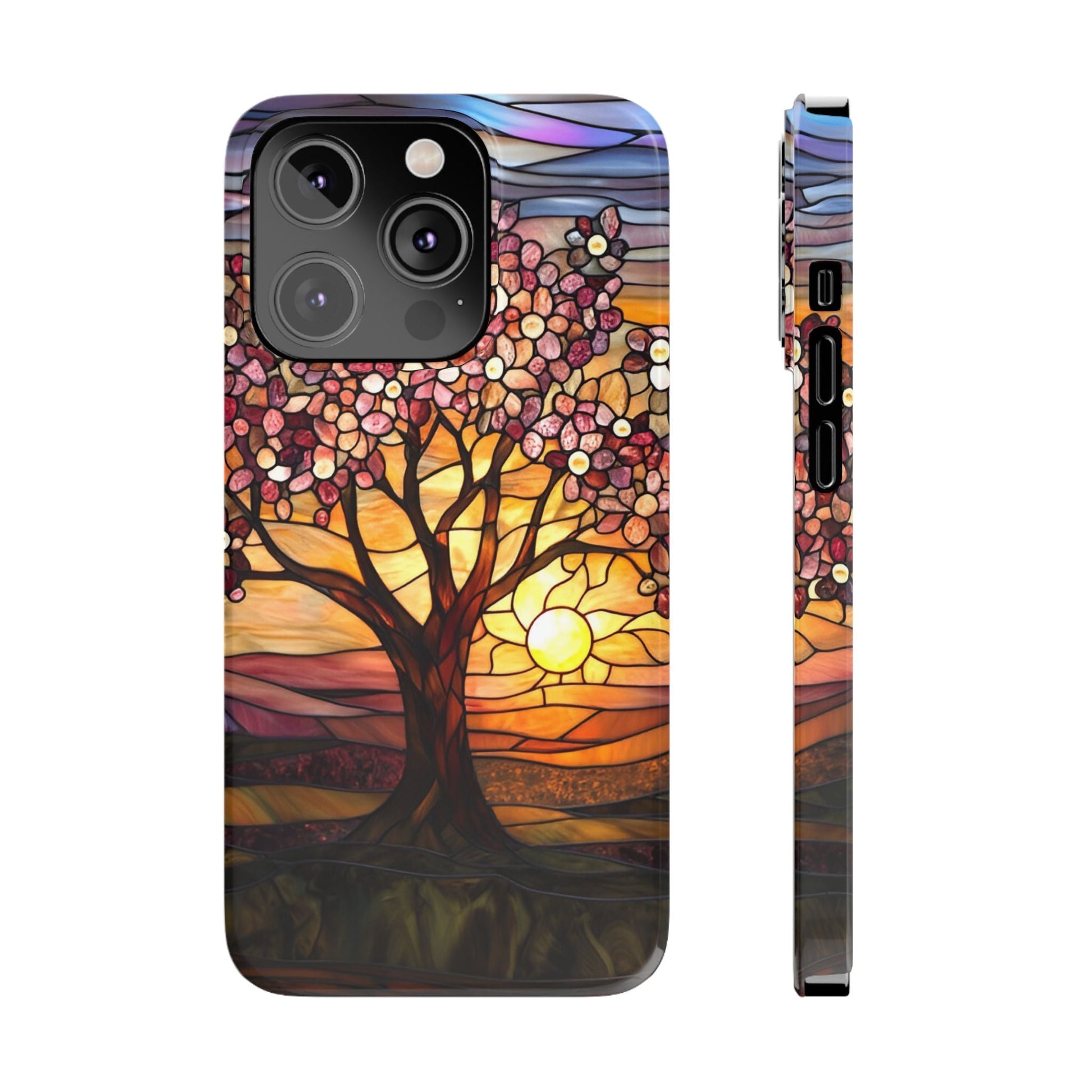 Stained Glass Tree at Sunset Print Slim Case for Apple iphone - Ruppy's Creations