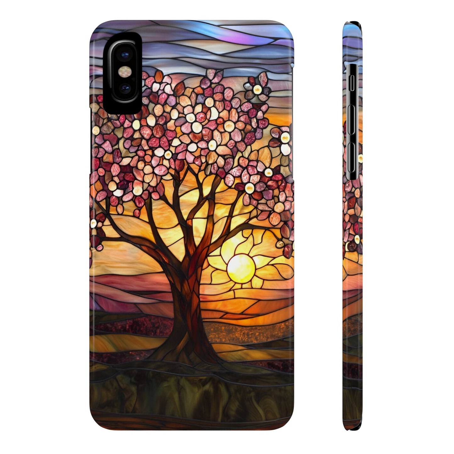 Stained Glass Tree at Sunset Print Slim Case for Apple iphone - Ruppy's Creations