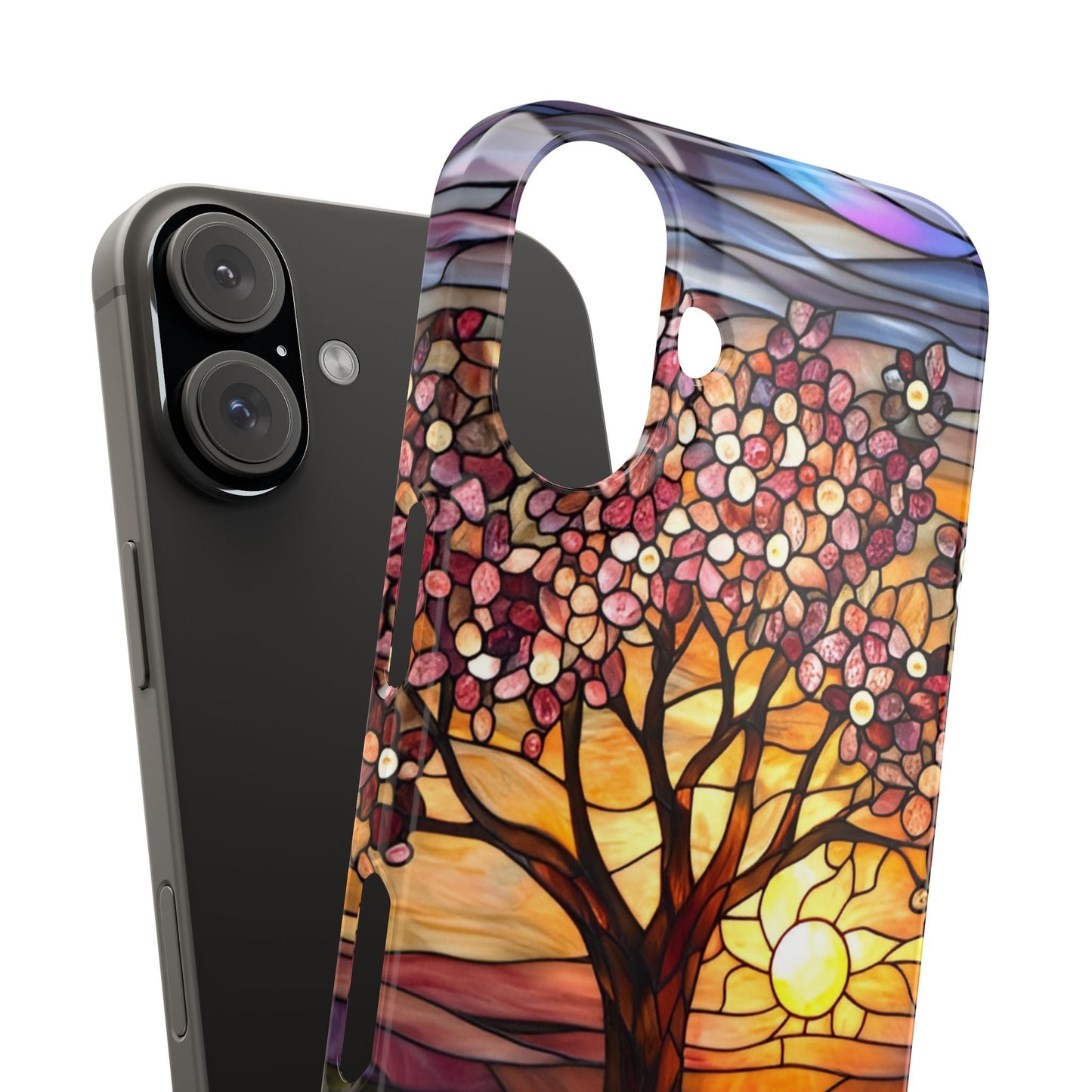 Stained Glass Tree at Sunset Print Slim Case for Apple iphone - Ruppy's Creations