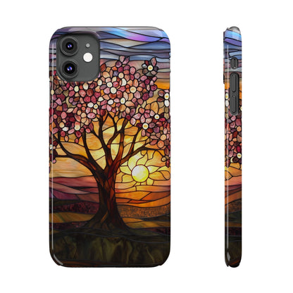 Stained Glass Tree at Sunset Print Slim Case for Apple iphone - Ruppy's Creations