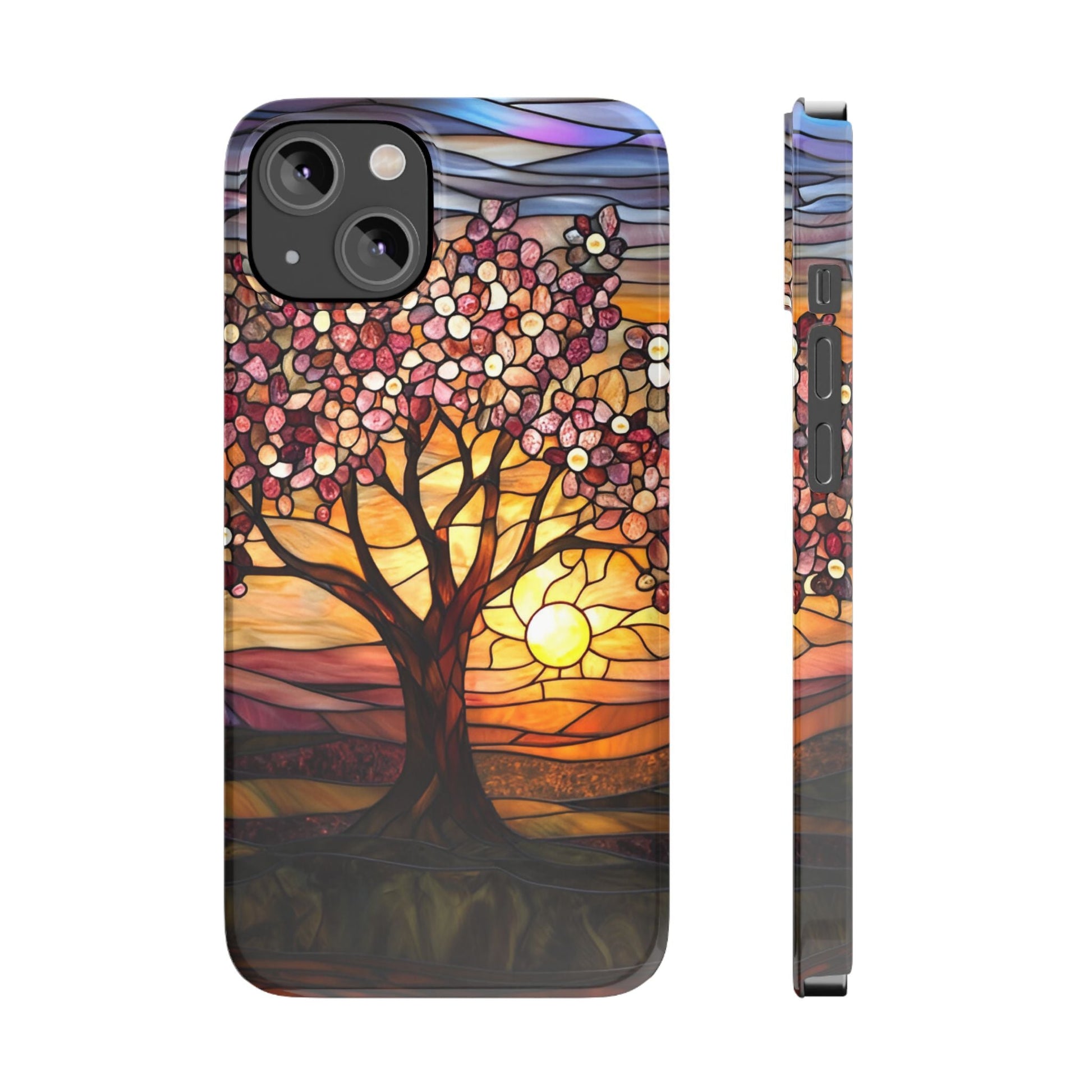 Stained Glass Tree at Sunset Print Slim Case for Apple iphone - Ruppy's Creations