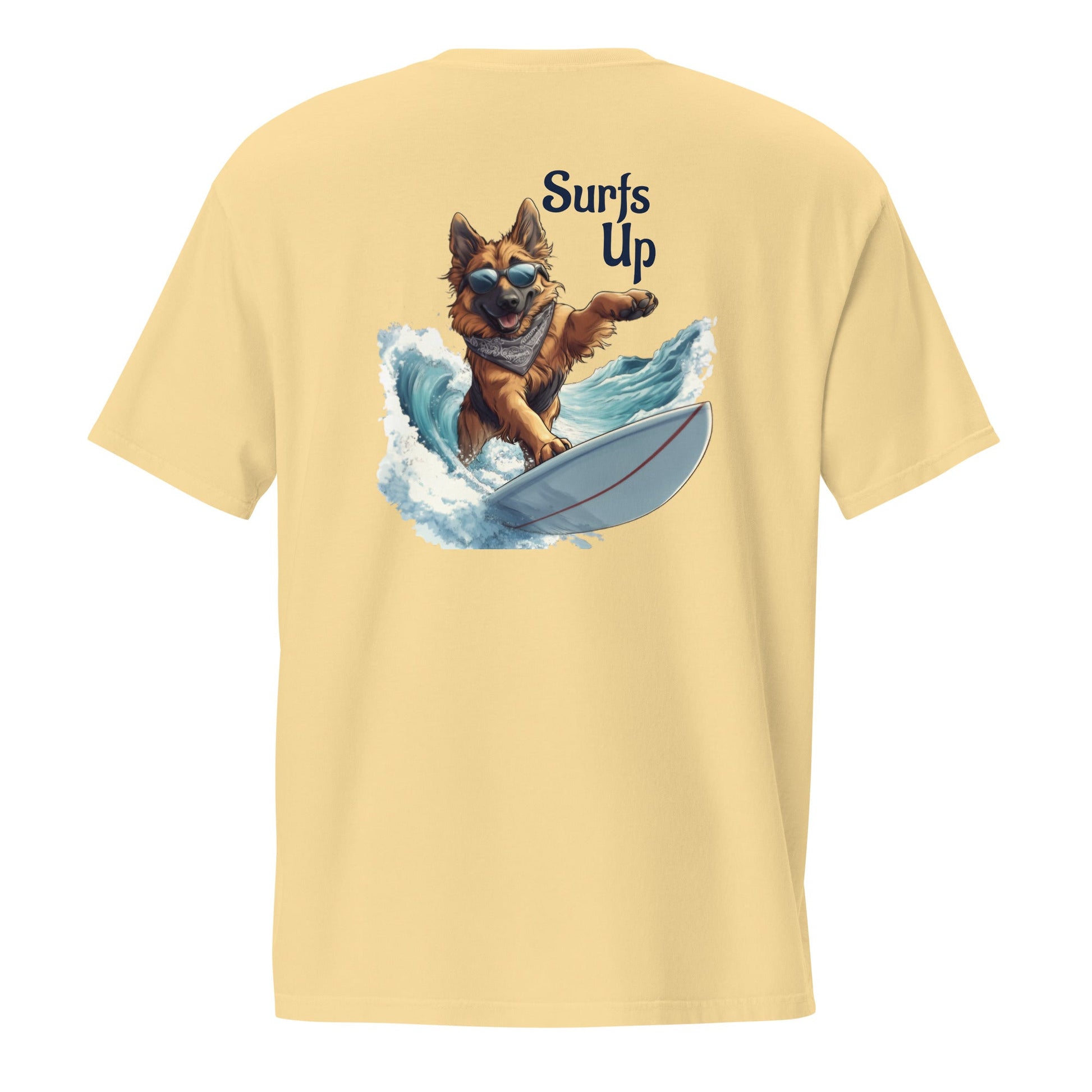Surfs Up German Shepherd Unisex Pocket T-shirt - Ruppy's Creations