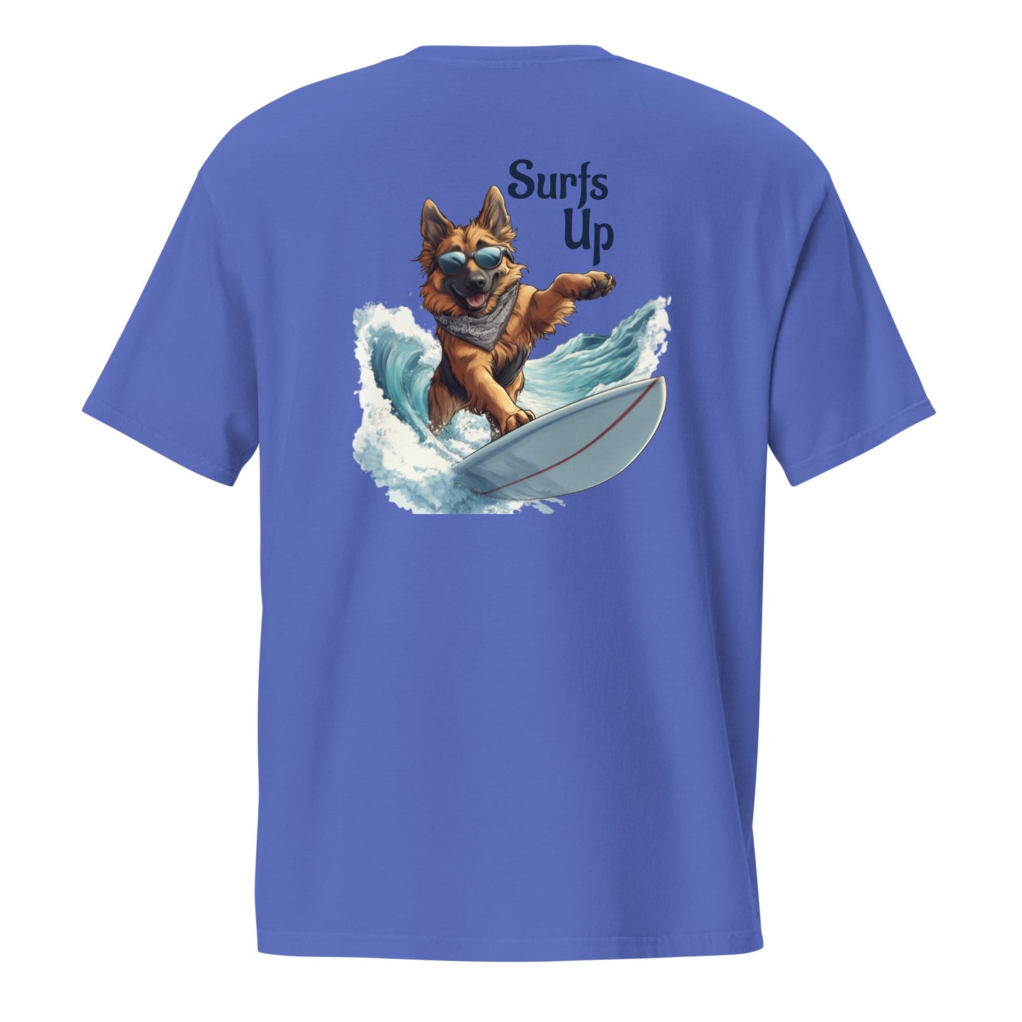 Surfs Up German Shepherd Unisex Pocket T-shirt - Ruppy's Creations