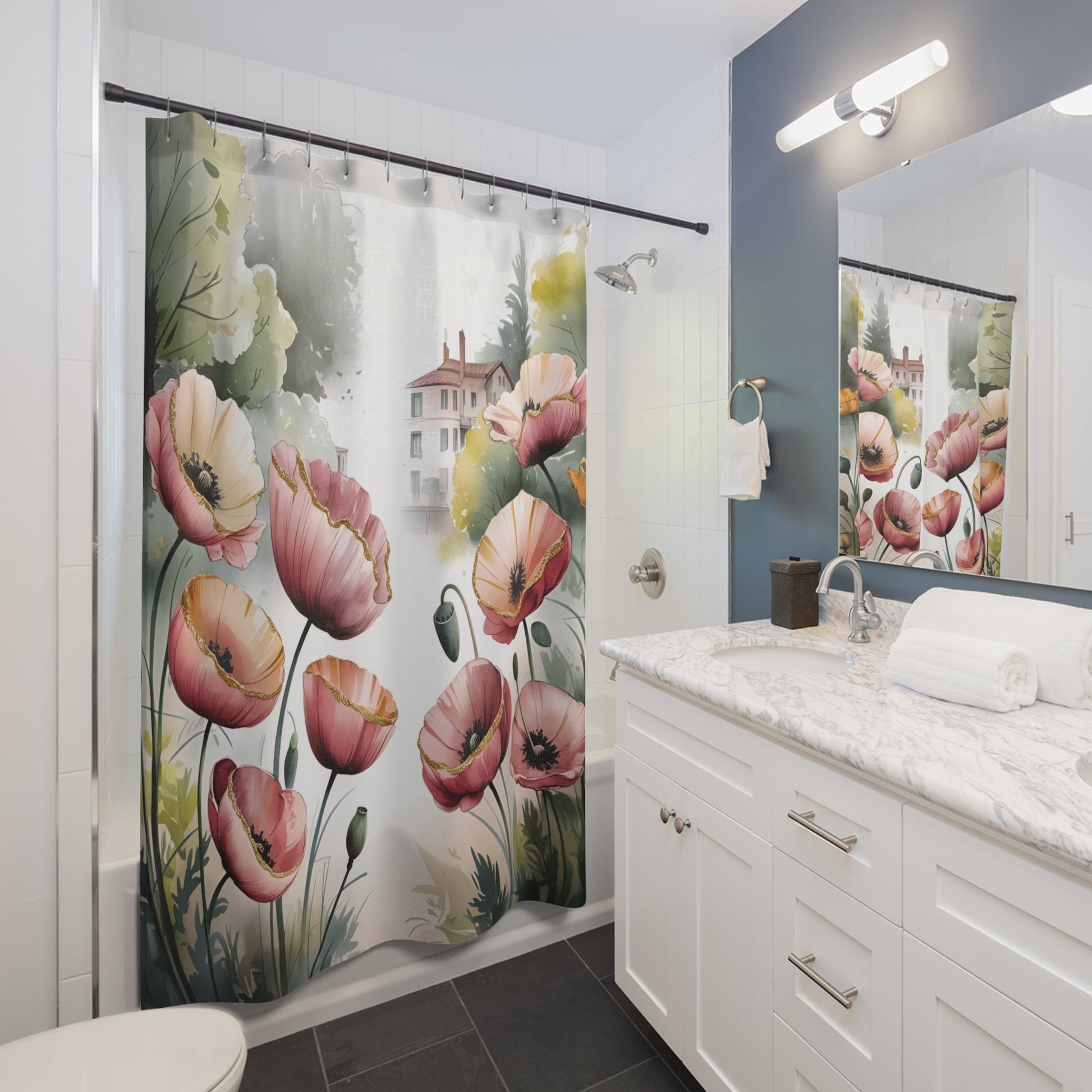 The Village Garden Polyester Shower Curtain - Ruppy's Creations